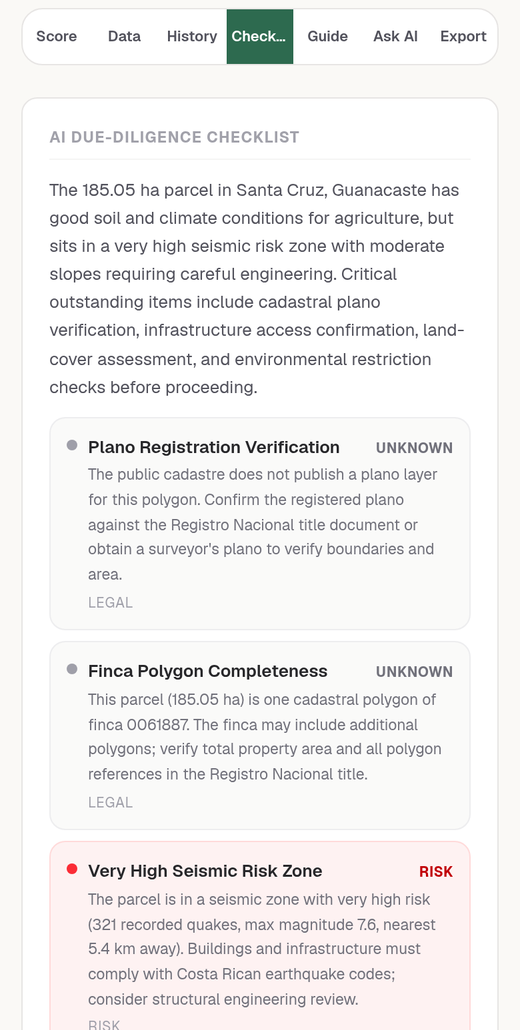 The AI due-diligence report on a phone